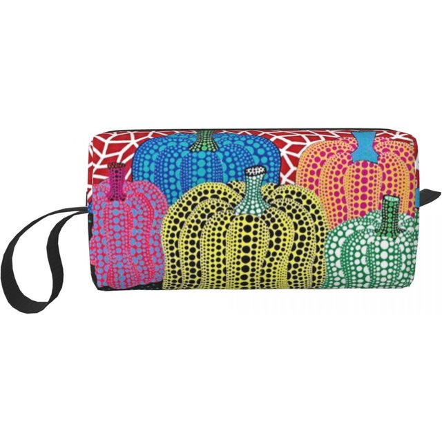 Three Polkadot Pumpkin Art Cosmetic Bag Women Cute Large Capacity Yayoi Kusama Makeup Case Beauty Storage Toiletry Bags