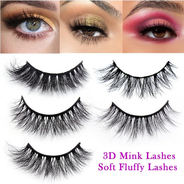 LEHUAMAO Mink Eyelashes 100% Cruelty Free Soft 3D Mink Lashes Full Strip Lashes Natural Mink Lashes for Daily Wear Makeup A03
