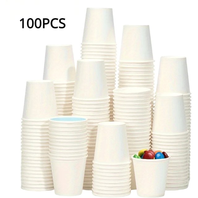 100/50PCS50ml Disposable Small Paper Cups Juice Coffee Supermarket Tasting Picnics Travel Small Mouthwash Cups White Paper Cups