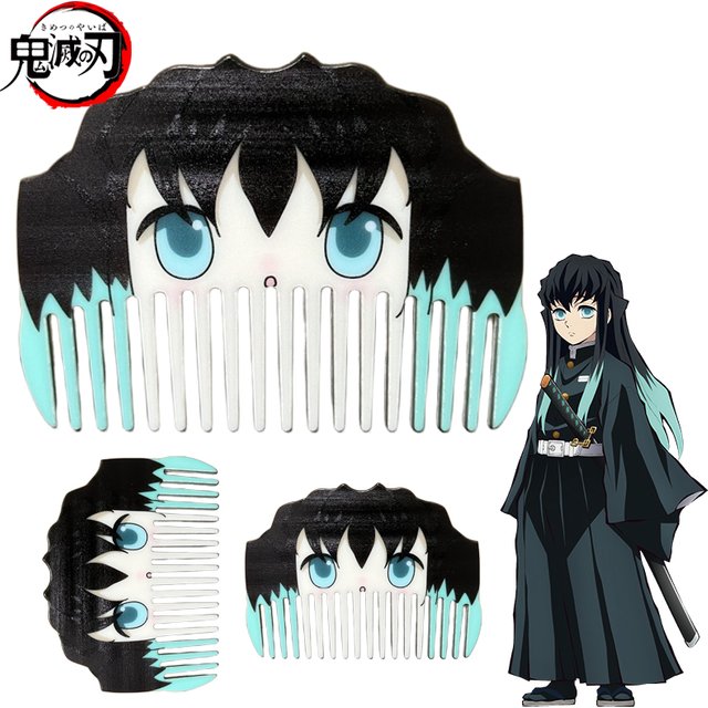 Demon Slayer Tokitou Muichirou Hair Comb for women Cosmetics Hairbrush Accessories Anime Peripherals Styling Barber Flat Comb