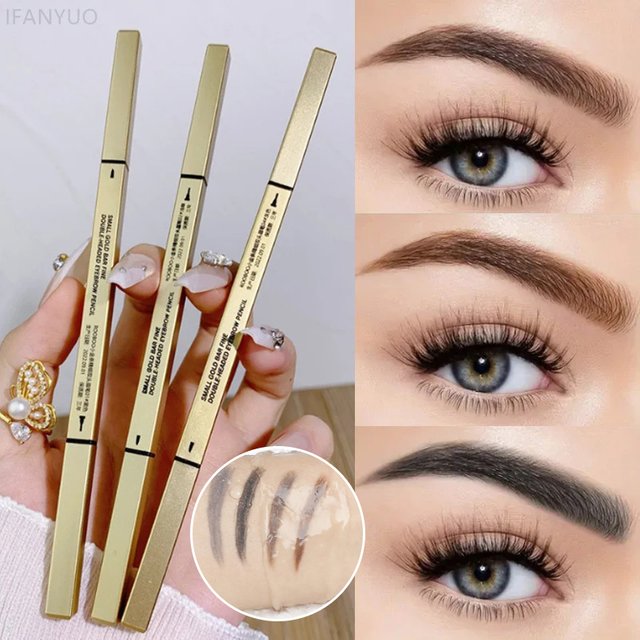 Waterproof Eyebrow Pencil Double-headed High Pigmented Long Lasting Anti-smudging Extremely Fine Eyebrow Pen Makeup for Beginner