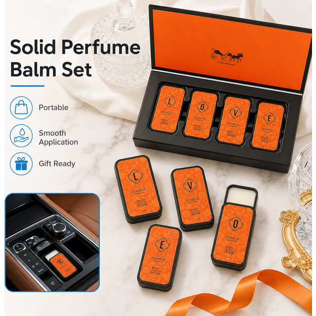 4PCS Solid Perfume Balm Set Portable Fragrance Gift Box Long Lasting Scent Natural Perfume for women Men Travel Size Daily Use