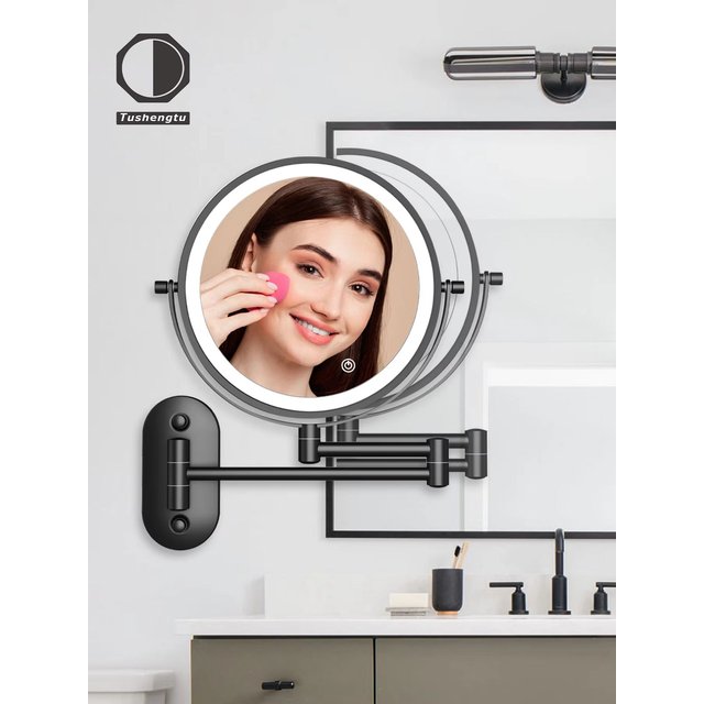 8"Wall Mounted Makeup Mirror With Lights, 10x Magnifying Mirror Wall Mount for Vanity, Bathroom and Shaving