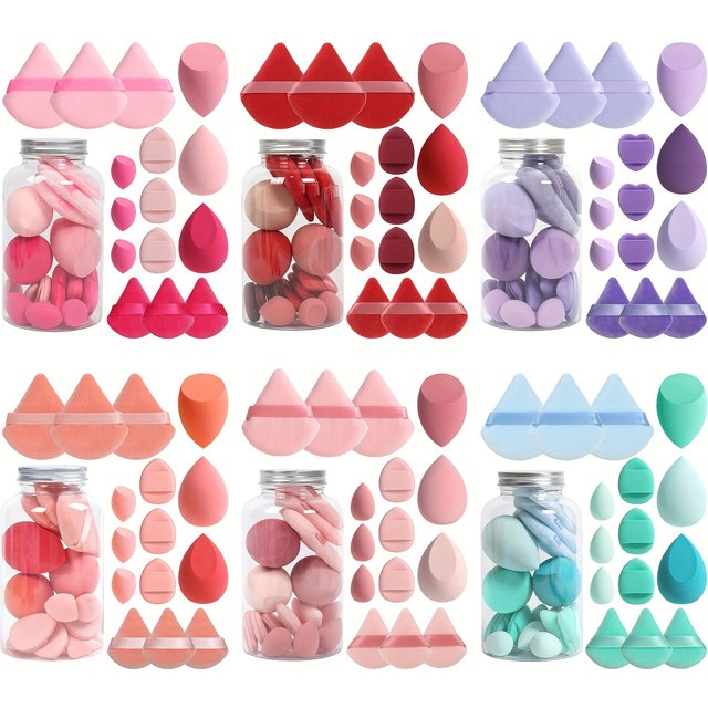 15Pcs Triangle Makeup Sponge Set, Multicolor Mini Puffs & Sponges, Latex-Free Blender for Liquid Cream Powder, Dry Wet Use