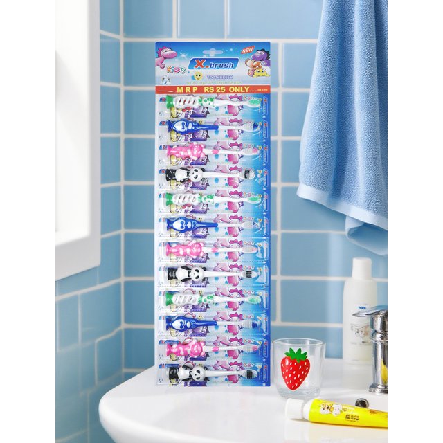 12pcs Children's soft bristled toothbrush, cleaning and protecting gums, suitable for babies aged