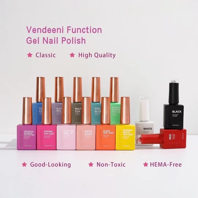 Vendeeni 15Kinds Multi Function Velvet Matte Diamond Top Coat Base Coat Gel Nail Polish Uvl Ed Nail Primer Bottle