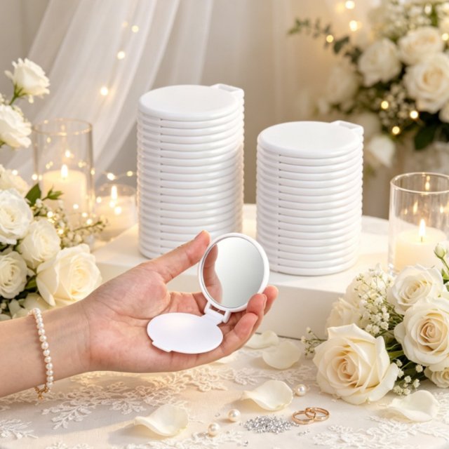 12 Pcs Round Compact Mirror Bulk Mini Folding Makeup Mirror for Purse Wedding Favor Bridal Shower Birthday Travel Guest Gift