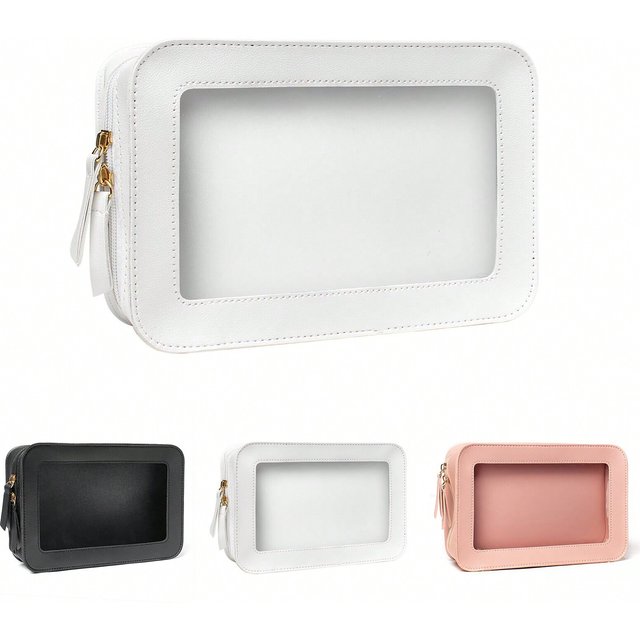 Medium PU Transparent Single-Sided Makeup Bag, Lipstick Makeup Brush, Cosmetics Large Capacity Storage Makeup Bag