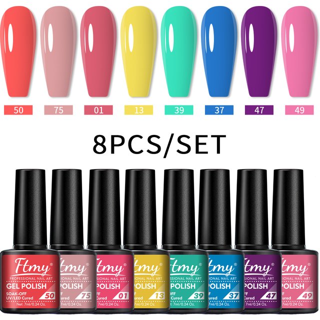 8 Piece Nail Polish Set -0.24 Oz. Each - Lead-Free, Fragrance Free, Durable Nail Gift Set, Nail Polish Decoration