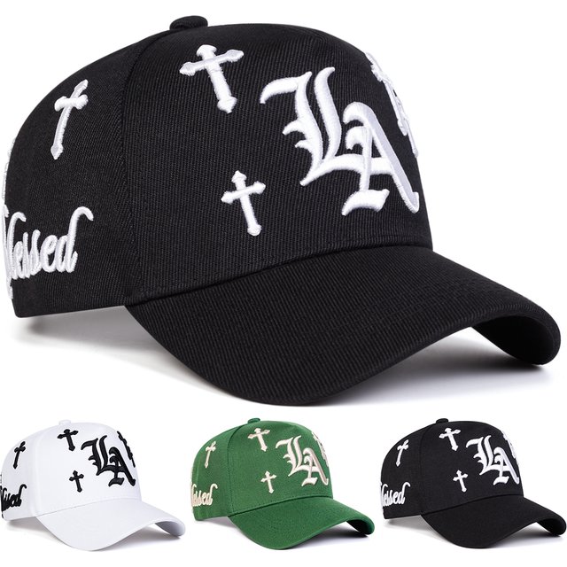 Unisex Gothic LA Cross Embroidery Baseball Caps Spring Autumn Outdoor Adjustable Casual Hats Sunscreen Hat Sports Cap