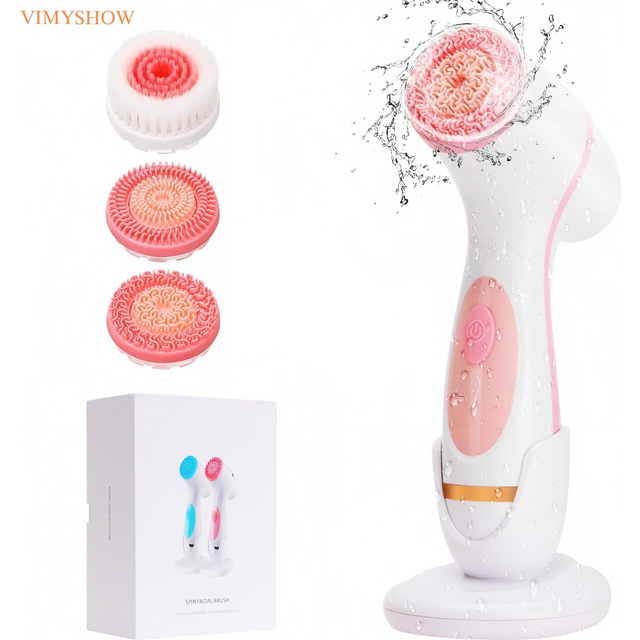 3 in 1 Facial Cleansing Brush Waterproof Dual-Rotation Face Scrubber Device Exfoliating Face Massager Electric Spin Face Brush