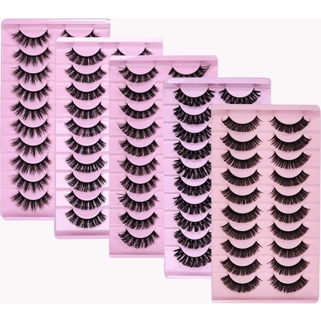D Curl Russian Strip Lashes Fluffy Volume False Eyelashes D Curl Dramatic Messy Cat Eye Lashes Make Up Fake Lashes