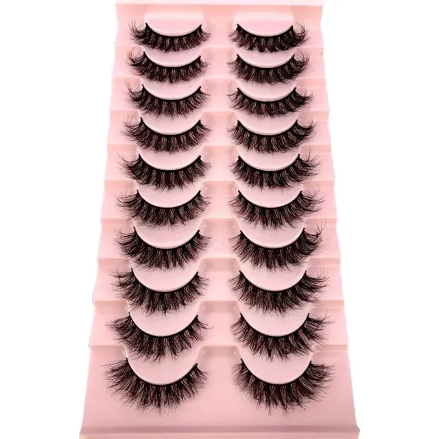 HBZGTLAD 10Pairs Eyelashes Makeup Soft Fluffy 3D Mink False Eyelashes Thick HandMade Volume Mink Lashes Faux Cils Natural Fake