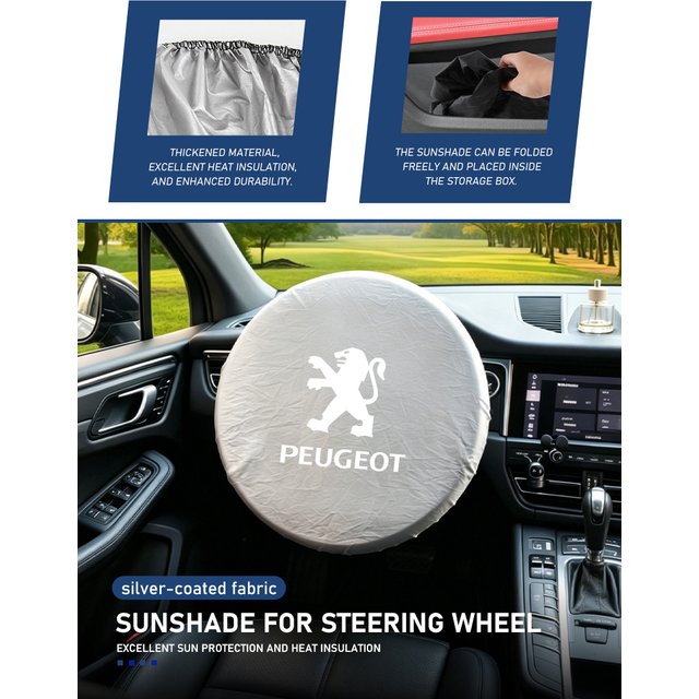 For Peugeot Car Steering Wheel Anti-Heat Sun Shade Cover Sunscreen Insulation Protect Shield 206 208 207 3008 308 2008 107 508