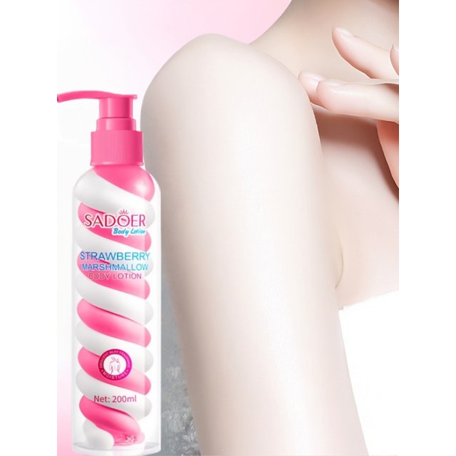 1 Bottle of 200ml Strawberry Marshmallow Body Lotion, a Deeply Moisturizing Formula Suitable for All Light Beige Skin Tones, Non-Greasy Moisturizing Cream with a Creamy Fragrance, Ideal as a Holiday