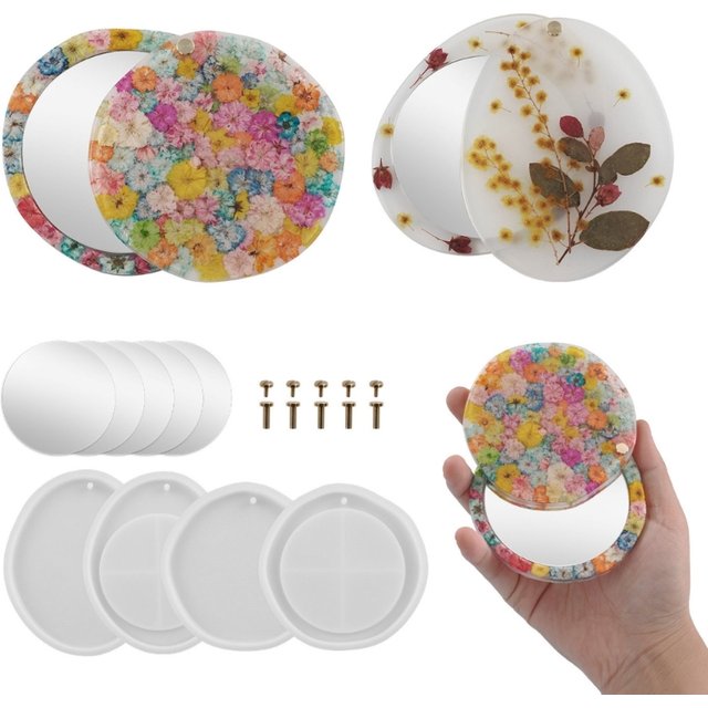 DIY Small Round/Oval Shape Makeup Glass Silicone Mold for women Girls Handmade Rotating Makeup Mirror Epoxy Resin Casting Mould