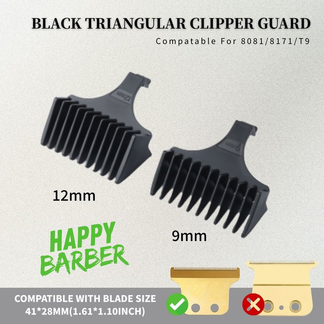 9mm 12mm Universal Hair Clipper Limit Comb Professional Hair Trimmer Black Triangular Clipper Guard Accessories For 8081/8171/T9
