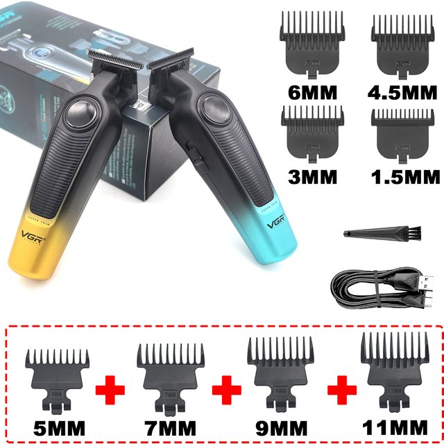 VGR V-996 Beard Trimmer for men DLC T-Blade LED Display Cordless USB Oil Head Finishing Machine Professional Hair Clipper