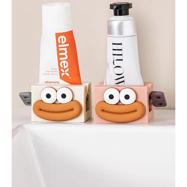 Kids Cute Cartoon Manual Squeezers Toothpaste Home Bathroom Facial Cleanser Rolling Squeeze Clip Seat Holder Toothpaste Stand