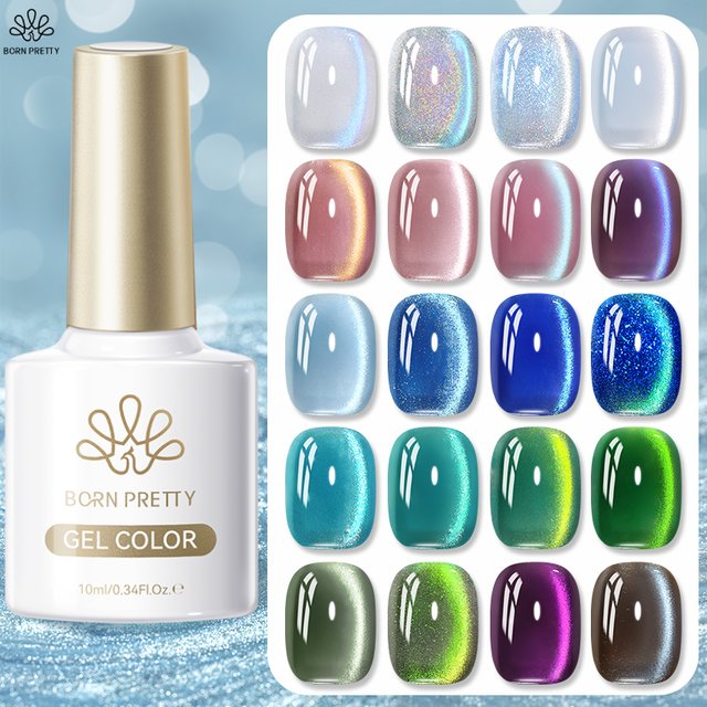 BORN PRETTY 10ml Summer Glitter Cat Magnetic Gel Nail Polish Blue Green Purple Auroras Semi-permanent Soak Off UV Varnish DIY