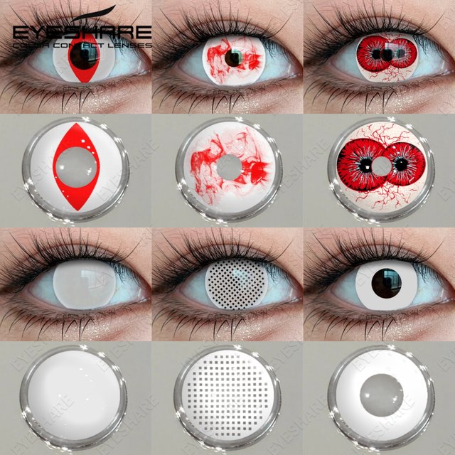 EYESHARE Cosplay White Contact Lenses For Demon Halloween Colored Lenses Anime Red Black Eyes Makeup Lenses for Crazy Parties