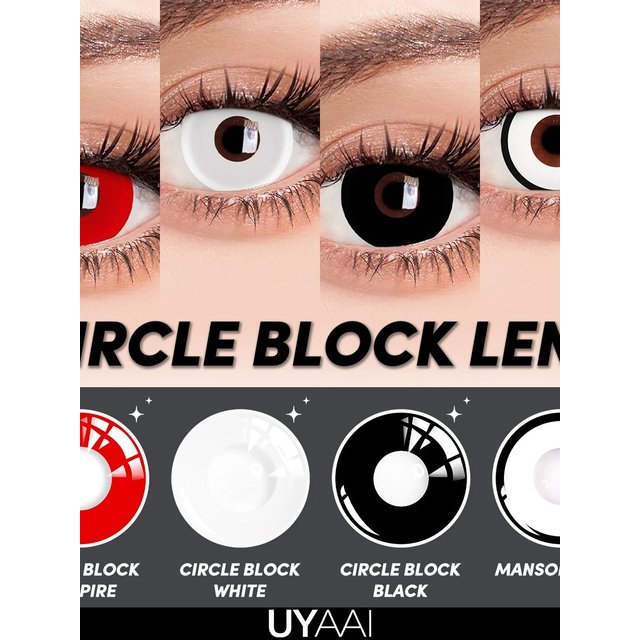 UYAAI Cosplay Contact Lens Beauty Cosmetics Colored Contacts Black Lenses Halloween Makeup Cosplay White Lens Circle Block Lens