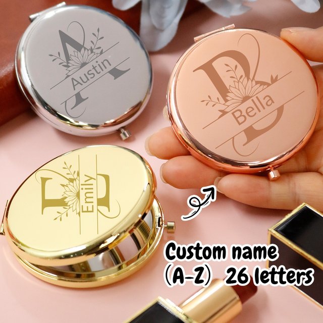 Custom Name Compact Makeup Mirror Fashion Elegant Portable Pocket Mirror for Her Personalized Birthday Gift Mother's Day Gift