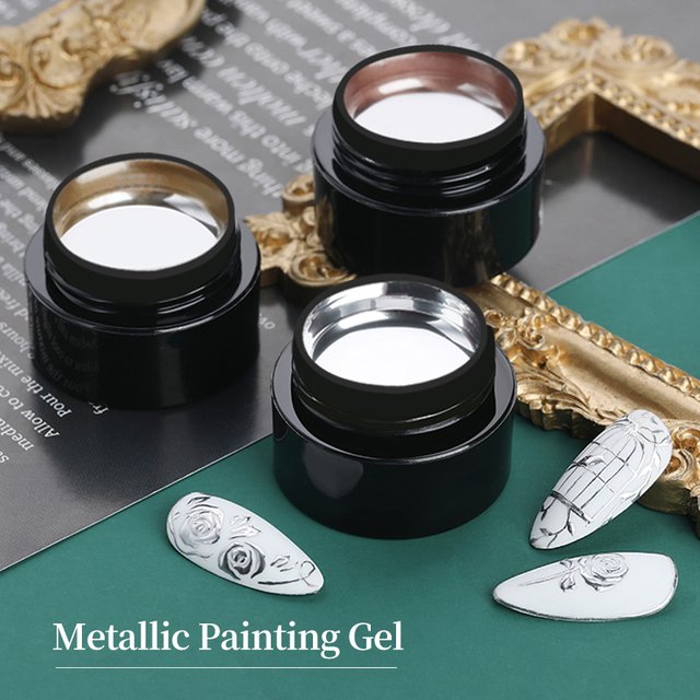 BORN PRETTY 5ml Metal Gel Nail Polish With Silver Rose Golden Nail Art Painting Drawing Varnish Semi Permanent For Nail DIY