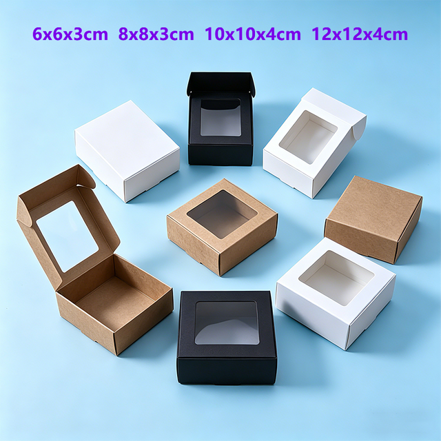 Wholesale Shipping Gift Packaging Mailer Box Kraft Paper Window Gift Boxes Foldable Box Jewelry Candy Cookie Cake Cosmetics Box