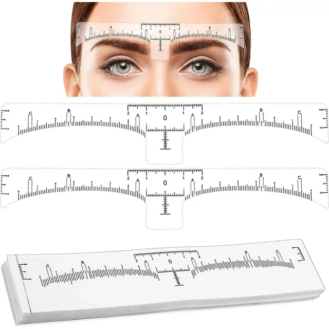 20/50/100Pcs Disposable Eyebrow Ruler Stencils Stickers Brow Mapping Measuring Shaper Makeup Tools