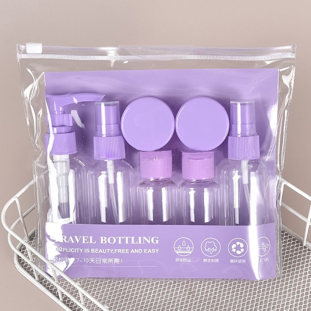 7 pièces bouteille de voyage sac ensemble de lavage maquillage shampooing lavage du corps Portable produit de soin de la peau crème pour les mains rechargeable vaporisateur Lotion bouteille