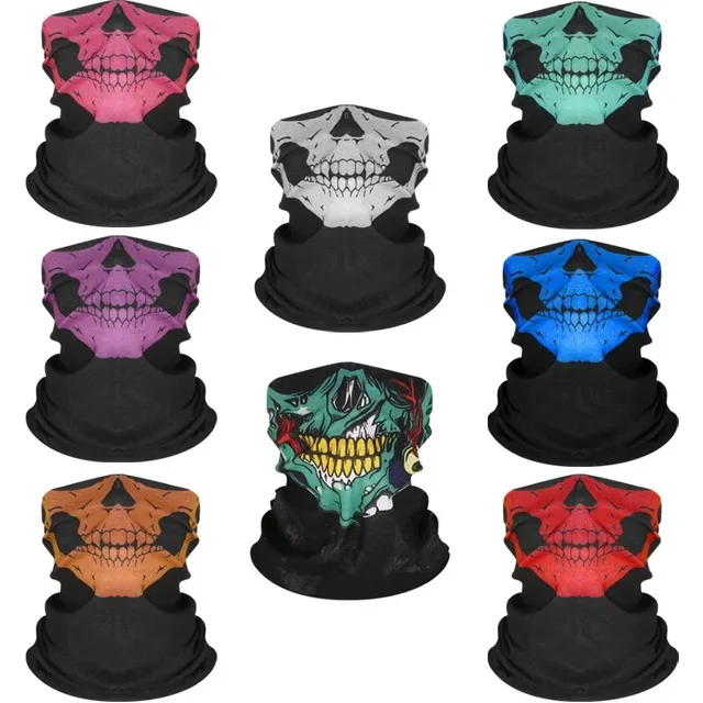 Cycling Face Mask Riding Scarf Breathable Skull Print Neck Gaiter Women Bandana Headwear Headband Snood Hiking Mask Balaclava