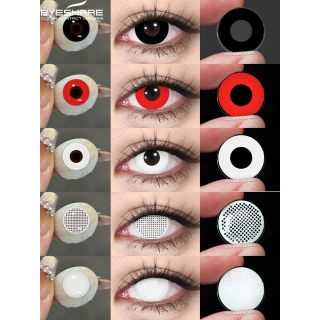 EYESHARE Cosplay White Colored Contact Lenses 2pcs Crazy Red Contact Lenses Anime Black Eye Lenses Halloween Beauty Makeup Lens