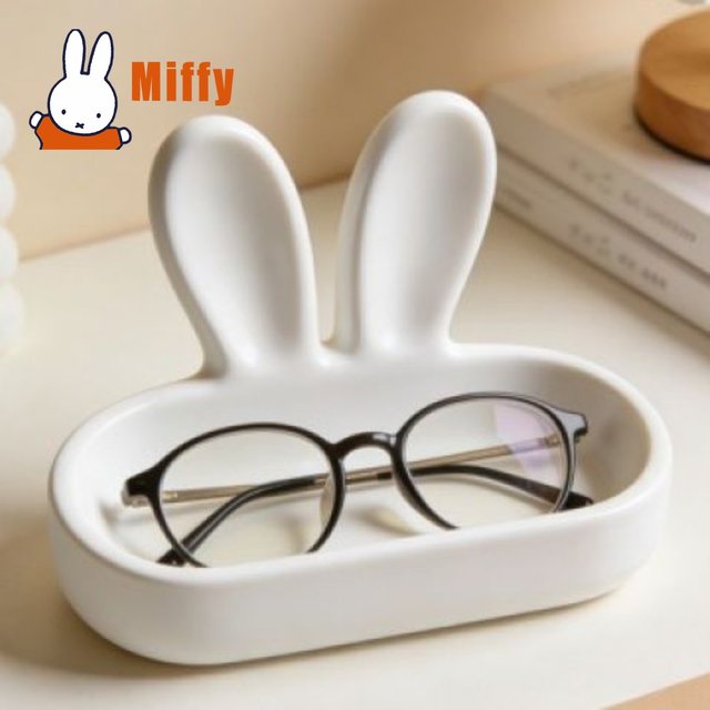 Kawaii Miffy Glasses Holder Cute Rabbit Spectacle Tray Desk Organizer Eyeglasses Display Stand Cosmetic Storage Makeup Case Gift