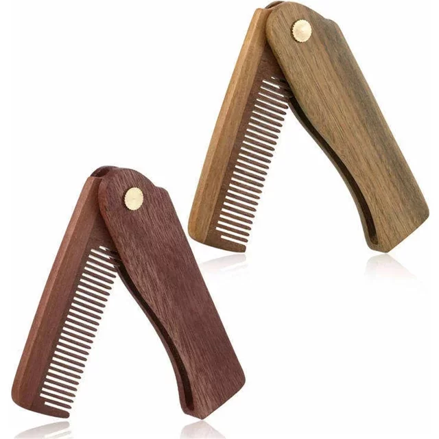 Wooden Hair Comb Natural Sandalwood Comb for Beard Fold Pocket Comb Hair Brush Beard & Mustache Brush for men Styling Tools