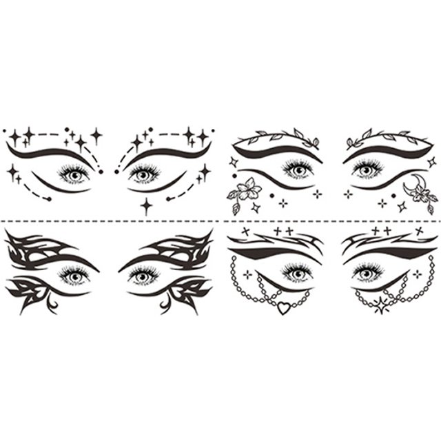 Ramadan-Party-Eye Shadow Tattoo Stickers-Eye Shadow Set Y2K&Ins Style Stickers-Colorful Leaves Mini Flowers & Heart-Shaped Moon Star Pattern Decorative Eyeliner Eye Shadow Stickers-Fashion Party
