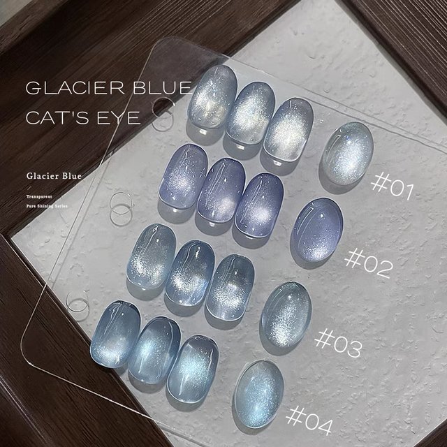 1-18pcs WS Summer Super Shiny Glacier Blue Crystal Glass Beads Cat Eye Gel Nail Polish Crystal Clear Blue-Violet Nail Supplies