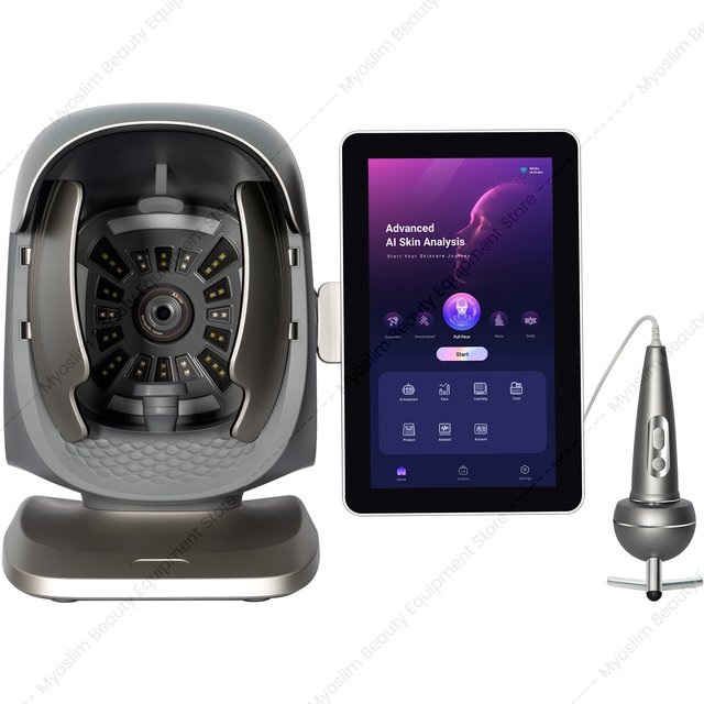 Myoslim X3 Pro 3D Magic Mirror Skin Analyzer 15.6 Inch 8 Light Spectrum AI Facial Scalp Hair Detector Beauty Salon Spa Equipment