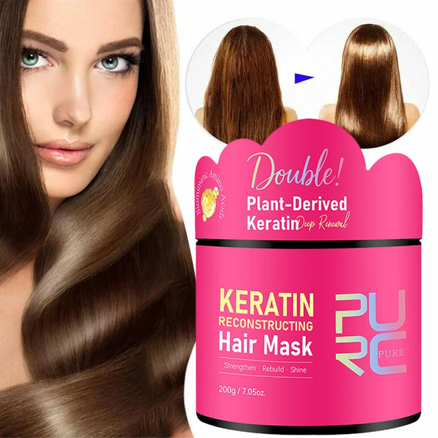 PURC Keratin Reconstruction Hair Mask Smoothing Softness Reduces Dryness Frizz Collagen Nourish Hair Conditioner 200g