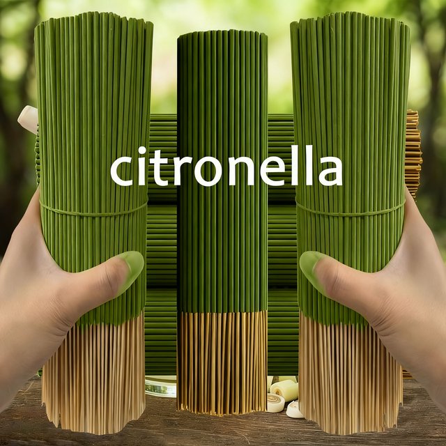 Bâtonnets d'huile de citronnelle et de citronnelle en bois qui prolongent la durée de combustion, parfum artificiel en bois pour les quatre saisons, idéal pour la maison, le camping, le jardin, la