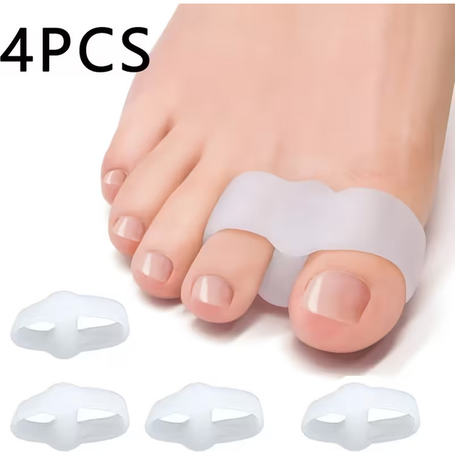 4Pcs Double Ring Silicone Toe Separator Pads, Soft Washable Reusable Foot Care Cushion for Daily Use
