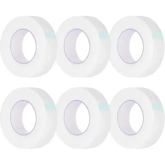 6 Rolls White Lash Tape for Eyelash Extensions Self-Adhesive Adhesive Fabric Makeup Tapes for Eyelash Extension Supply 9M/10Yard
