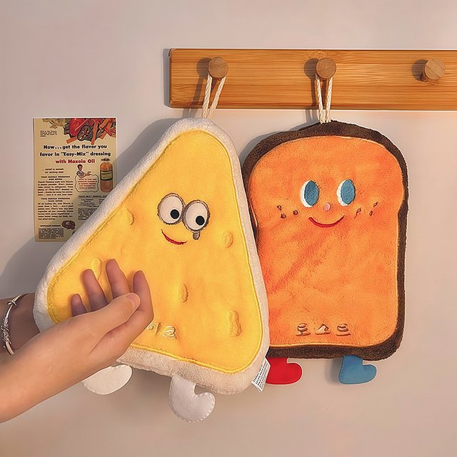 Thickened Absorbent Hand Towel Hanging Kitchen Cleaning Cloth Cute Cartoon Paper Towel Bathroom Hand Washing Small Square Towel