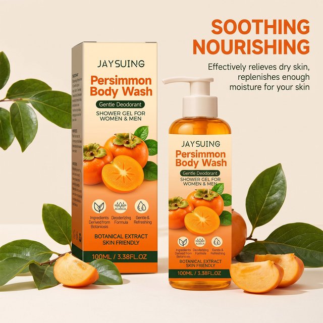 Persimmon Refreshing Body Wash Gentle Moisturizing Smooth Soft Silky Hydrating Nourishing Shower Gel All Skin Types Daily