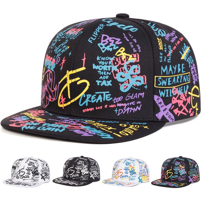 Unisex Colorful Letter Graffiti Printing Hip-hop Hats Spring Autumn Outdoor Adjustable Casual Baseball Caps Sunscreen Hat