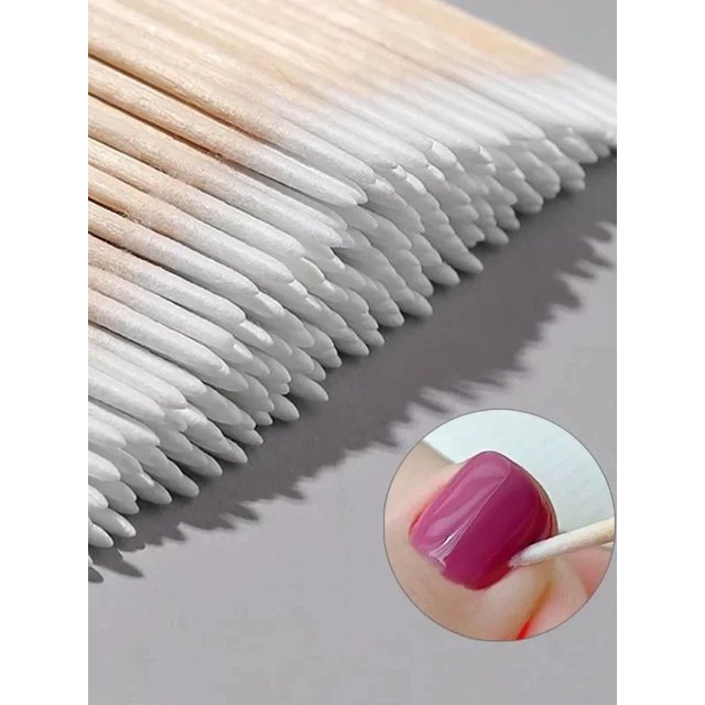 100/300/500 Nails Wooden Tip Cotton Stick Buds Disposable Ultra-Detail Corrector Nail Polish Remover Clean Sticks Manicure Tools