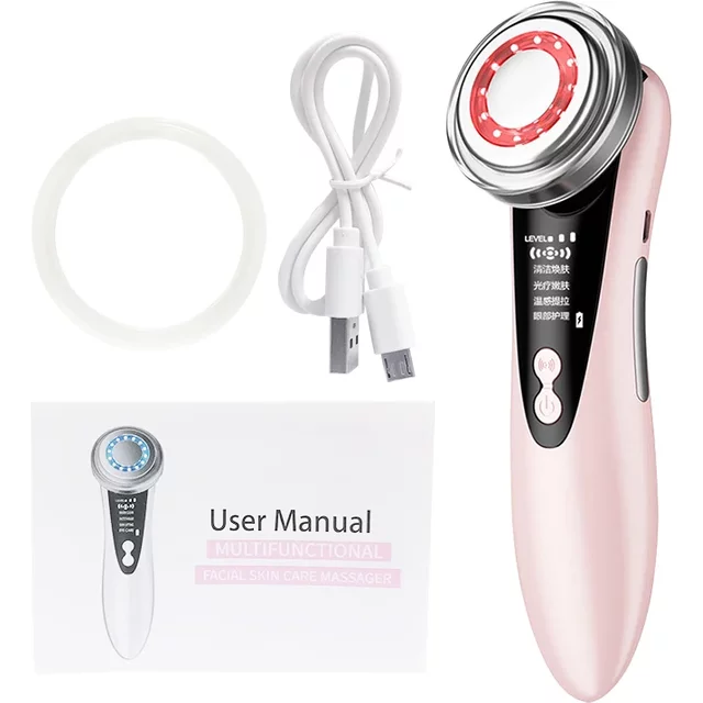 EMS Facial Massager LED Light therapy Sonic Ion Vibration Skin Tightening Face Lifting Anti Wrinkle Beauty Device Skin Care