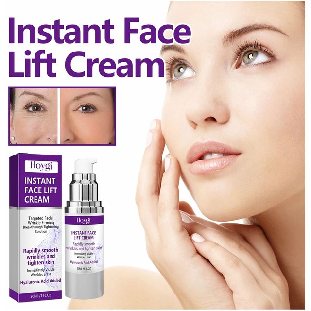 Instant Face Lift Cream Hyaluronic Acid Tightening Firming Smoothing Fine Lines Wrinkles Brightening Anti-Aging Face Moisturizer
