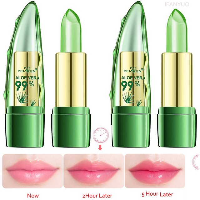 Aloe Vera Lipstick Batom Natural Temperature Change Color Jelly Lip stick Long Lasting Moistourizing Nutritious Lip Balm Makeup