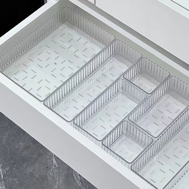Stackable Acrylic Drawer Organizer - Adjustable Divider Trays for Cosmetics, Modular Makeup Storage Box